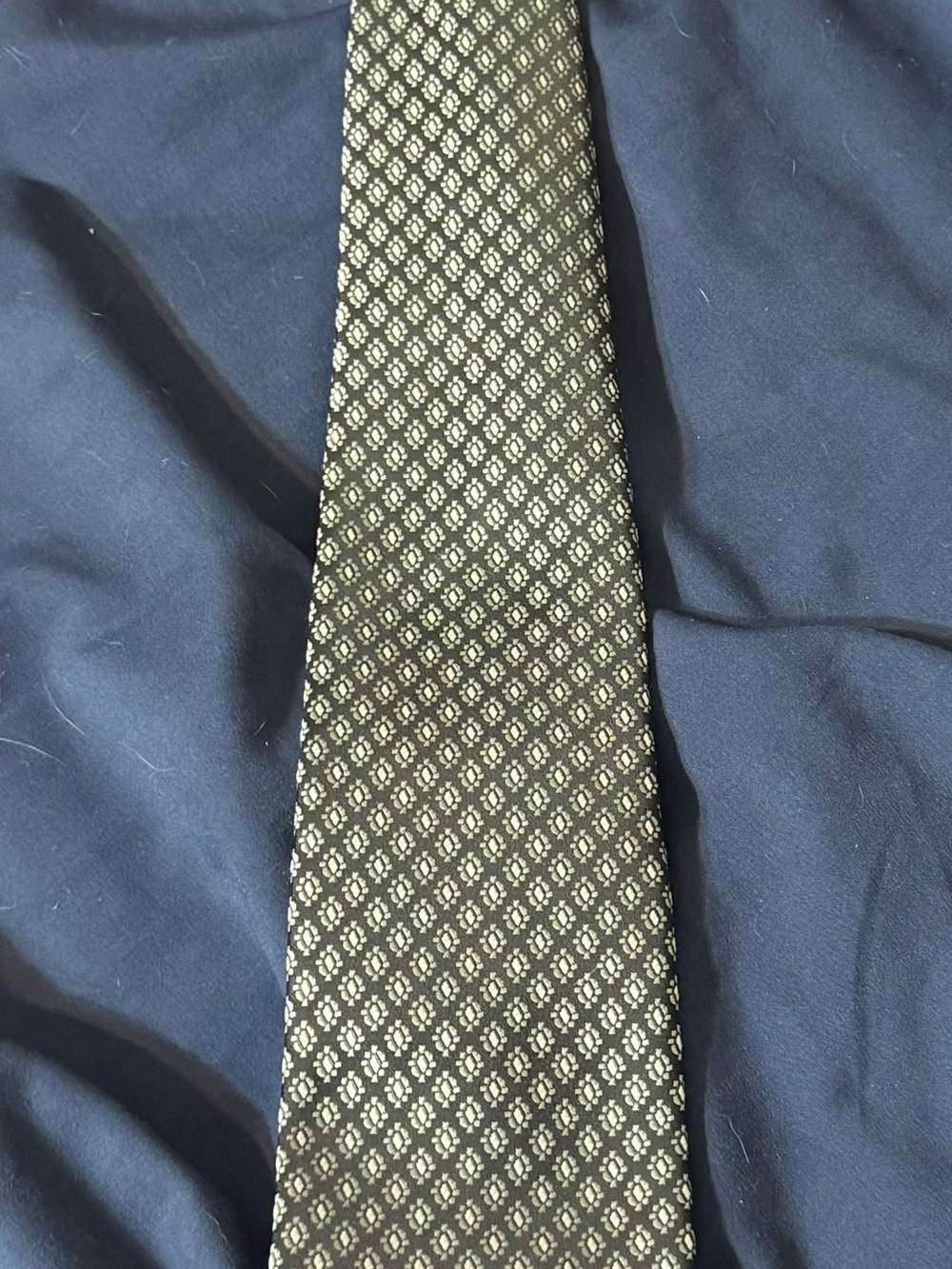 Men's Black Tie with Subtle Gold Geometric Pattern
